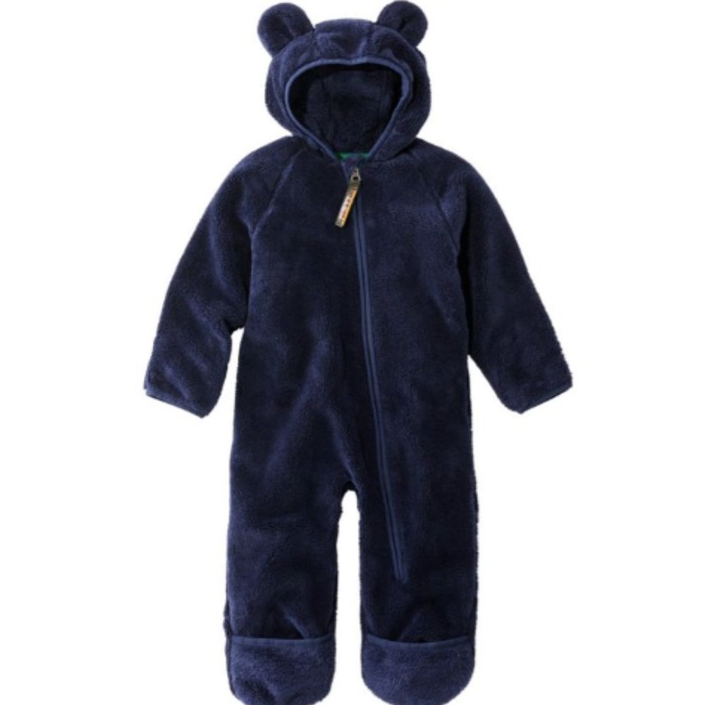 L.L.Bean High Pile Fleece Bunting Infant Onesie, one-piece, warm, navy, 3-6M NWT